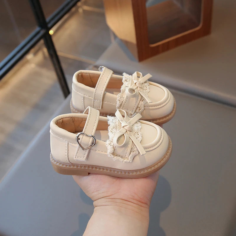 Elegant Baby Shoes Spring Autumn Girls Princess Walking Shoes Fashion Versatile Children's Leather Shoes Kids Flats Breathable