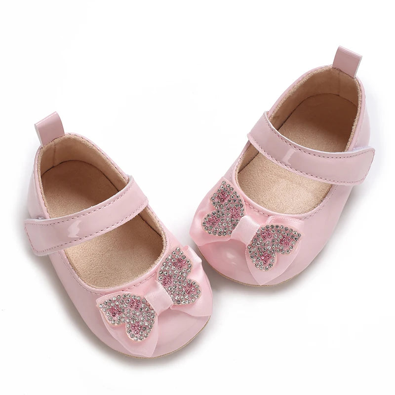 Spring and Autumn Fashion Baby Shoes 0-1 Year Old Girl Cute Bow Princess Shoes Soft Rubber Bottom Lightweight Walking Shoes
