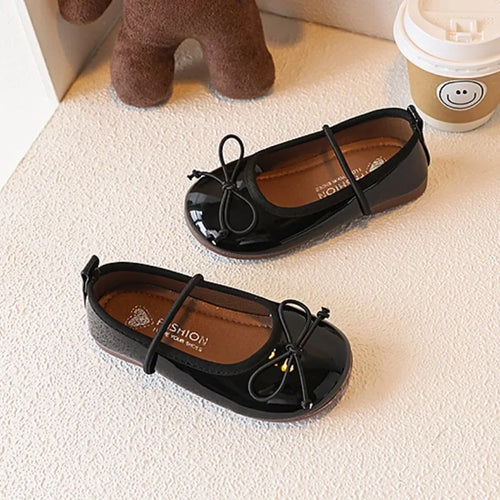 Girl Leather Shoes Simple Bowknot Princess Versatile Children's Flats Fashion Spring Autumn Kids Causal Ballet Loafers Trend New