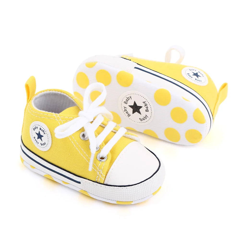 Spring New Baby Shoes Boy and Girl Classic Canvas Casual Sneakers Soft Sole Non-Slip Walking Newborn Toddler Shoes First Walkers