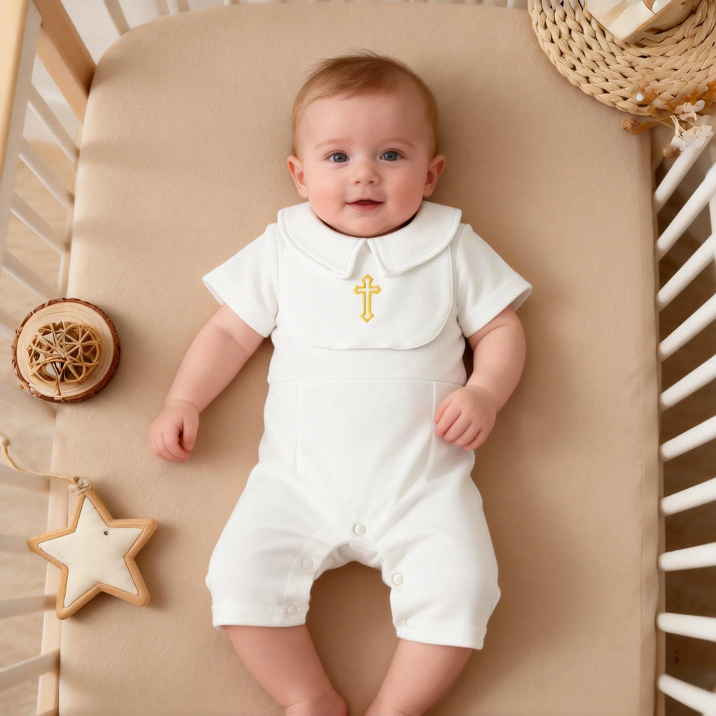 Ropa de bautizo para bebés, niñas y niños, body de algodón suave de 3 a 24 meses, primer conjunto de bautizo para bebés, traje de verano para niños pequeños