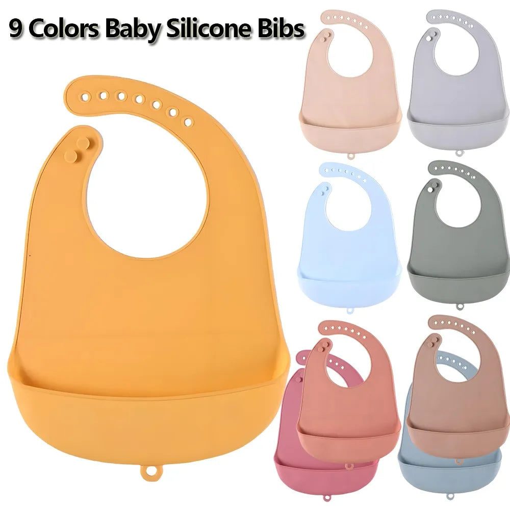 Baby Bib Adjustable Waterproof Bibs Babies Soft Edible Silicone Newborn Saliva Dripping Towel Drooling Children Scarf BPA Free