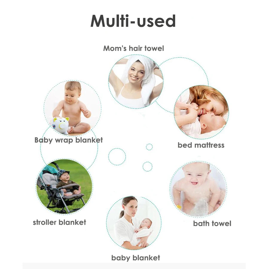 Baby Bath Towel Newborn Bathrobe Cotton Swaddle Blanket for Boy Girl 4-Layer Gauze Infant Washcloth Children's Blanket