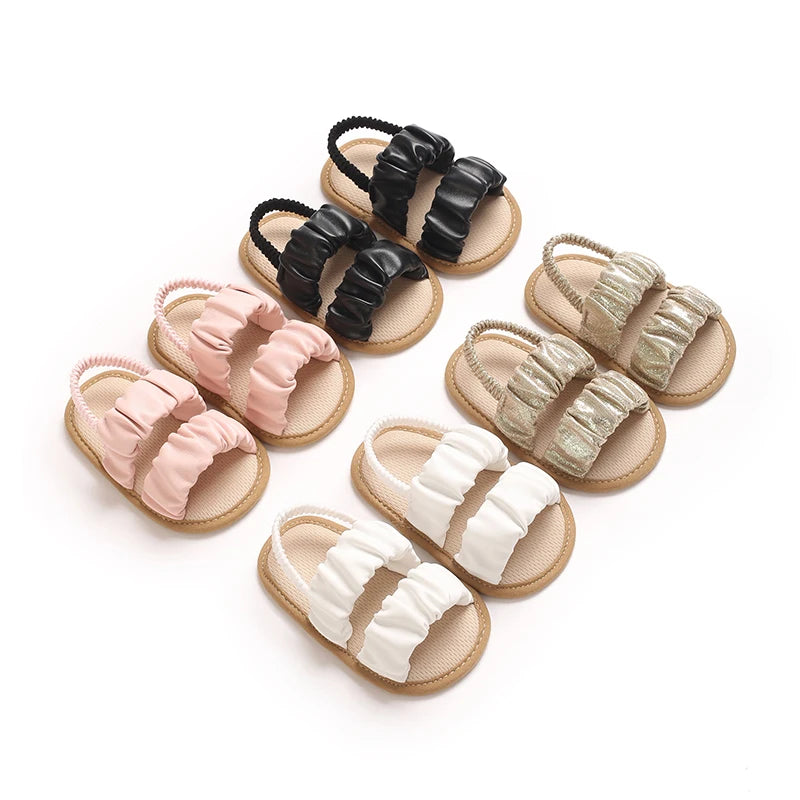 Solid Color Baby Sandals For Summer Soft Soled Non Slip Baby Walking Shoes For 0-18 Months Breathable And Anti Drop Shoes
