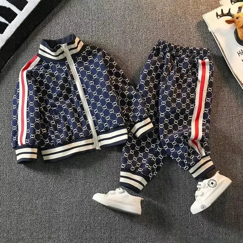 Conjuntos de ropa para niños primavera otoño moda infantil abrigos de algodón+pantalones 2 piezas chándales para bebés niños trajes deportivos niños pequeños 2-12