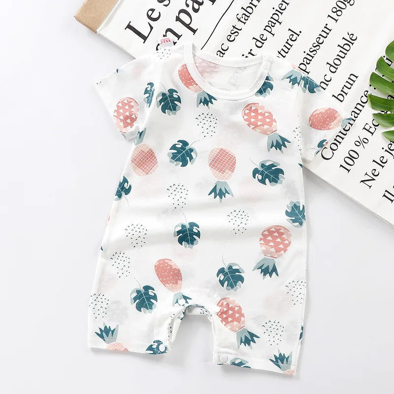 2025 Climbing Clothes Pure Cotton Summer New Version Of Male Baby Thin Female Short Sleeved Children Onesies Kids Clothes