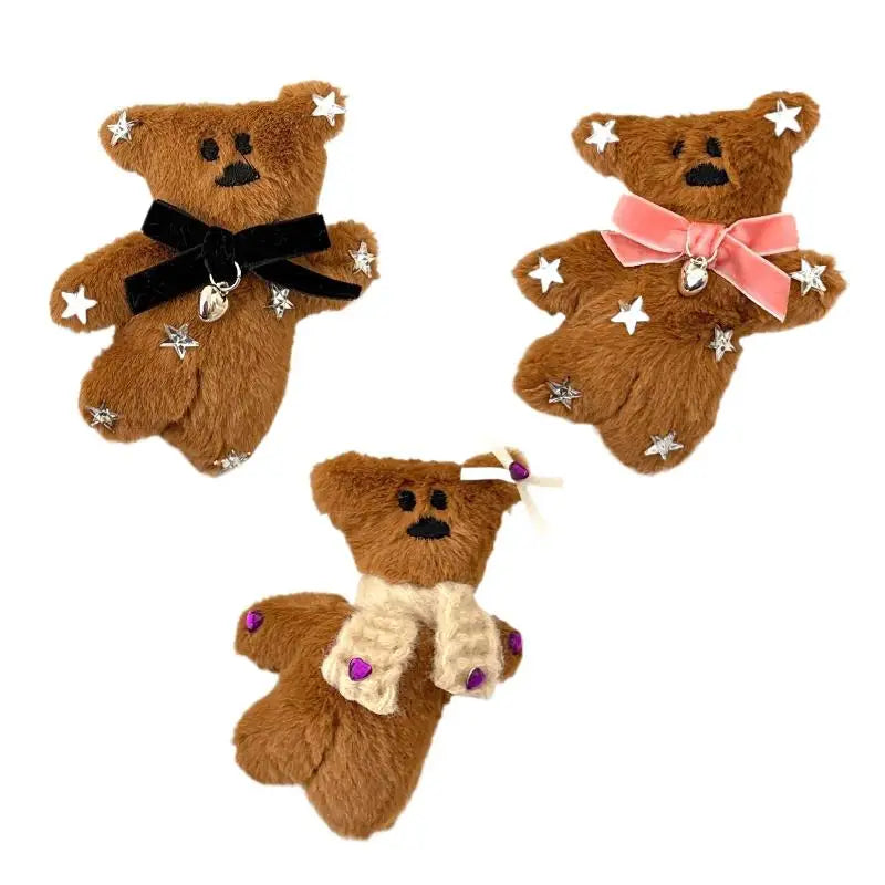 Lindo broche de felpa de osito, pinza de pelo de muñeco de peluche de dibujos animados, pinzas dulces para flequillo lateral, accesorios para el cabello femeninos de otoño e invierno.