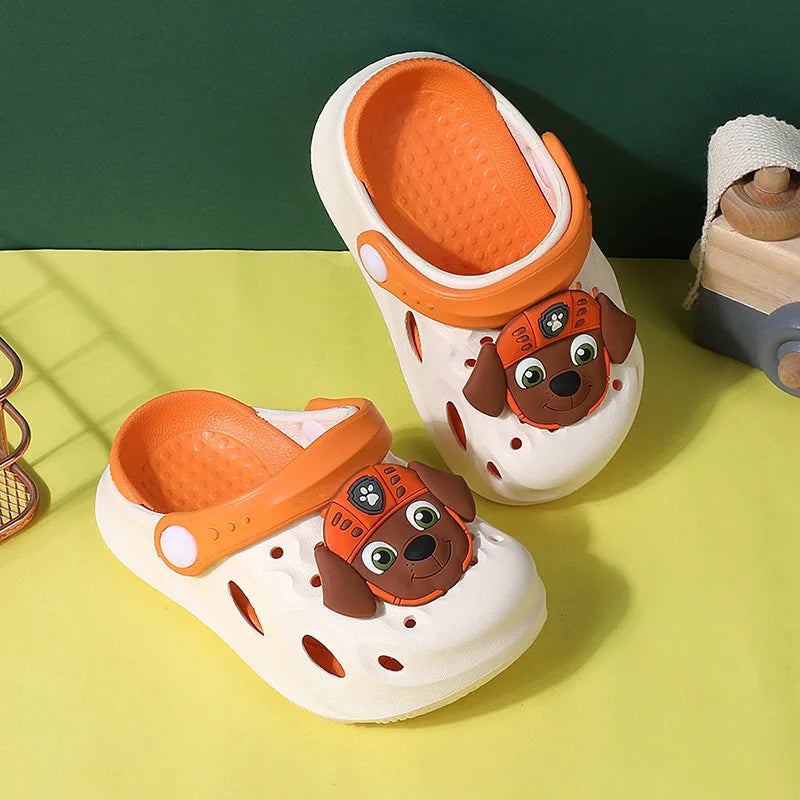 Paw Patrol Chase Clogs | Adorable 3D Dog + Nature Decor | Adjustable Strap | Breathable EVA Slippers for Toddler Boys
