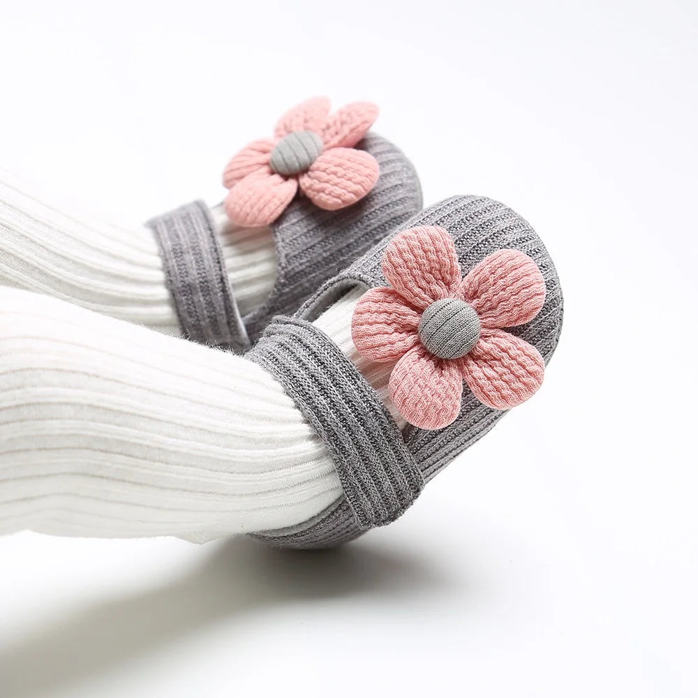 1Pair Baby Walking Shoes, Cute Flower Soft Sole Cloth Shoes, Adjustable Elastic, Suitable for 0-1 Years Old Baby Daily Wear