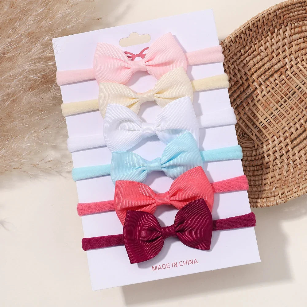 5Pcs/Set Elastic Baby Headband Solid Corduroy Ribbon Bow Headscarf Hairband Newborn Cute Knitted Headband Babe Hair Accessories