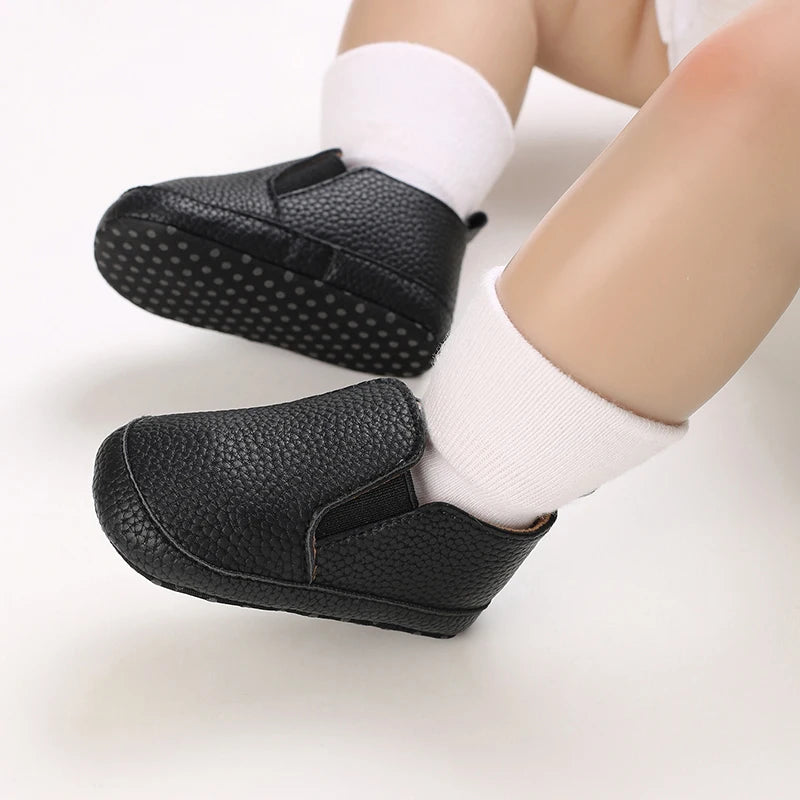 Baby Learning Walk Shoes, Slip-on Leather Casual Loafers, Soft Sole Comfortable Footwear for Infants 0-18M