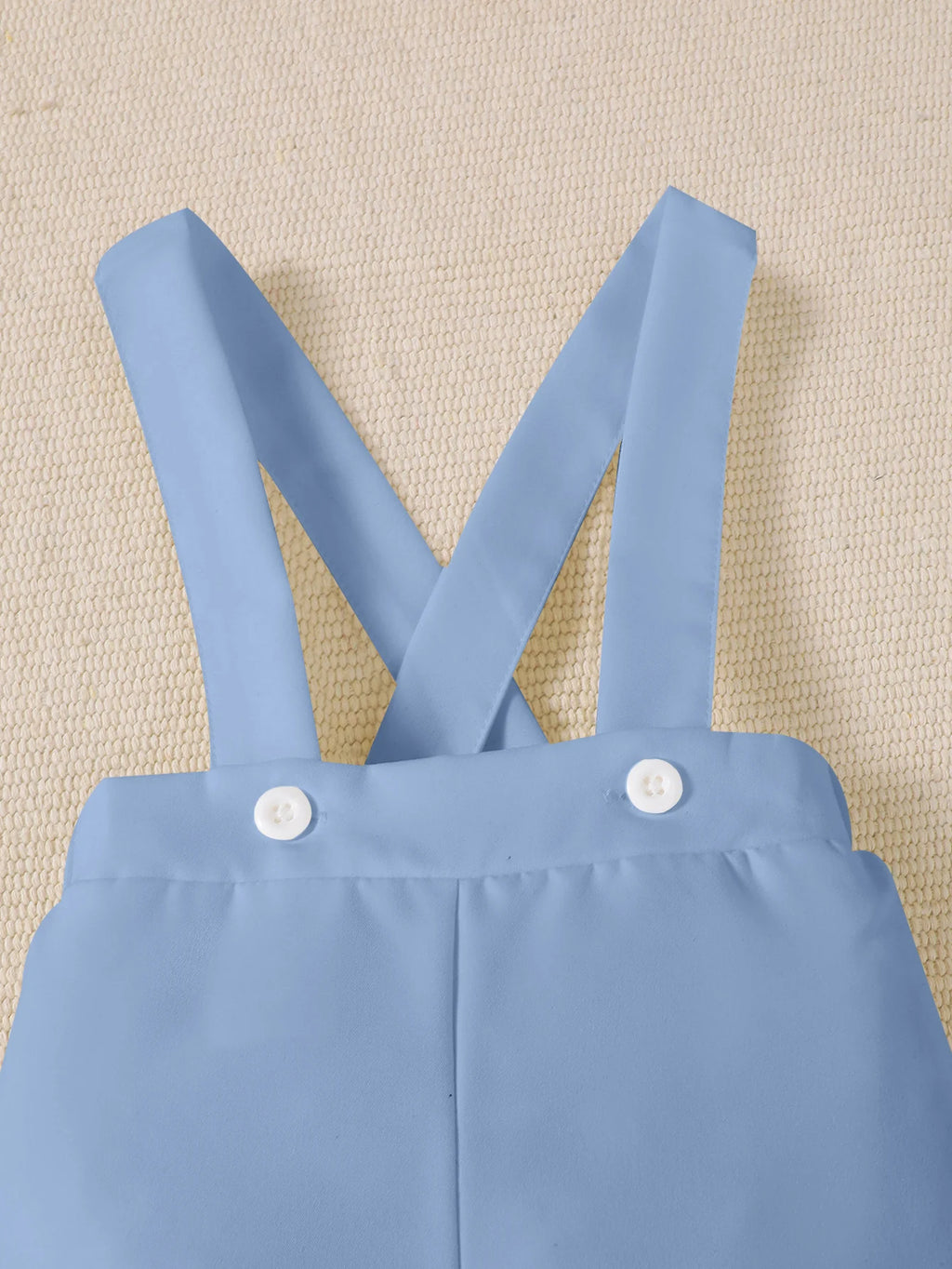 Conjunto de dos piezas para bebé recién nacido niño, primavera y otoño, mono con lazo en el cuello y pantalones azules, conjunto de caballero para bebés de 0 a 18 meses.