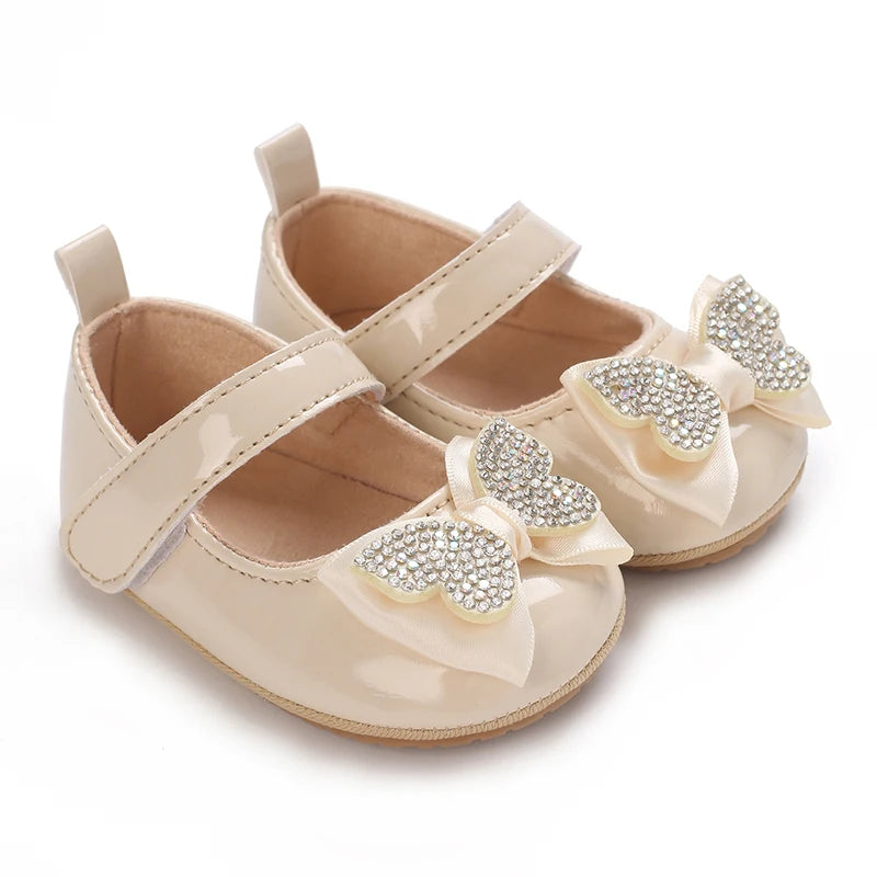 Spring and Autumn Fashion Baby Shoes 0-1 Year Old Girl Cute Bow Princess Shoes Soft Rubber Bottom Lightweight Walking Shoes