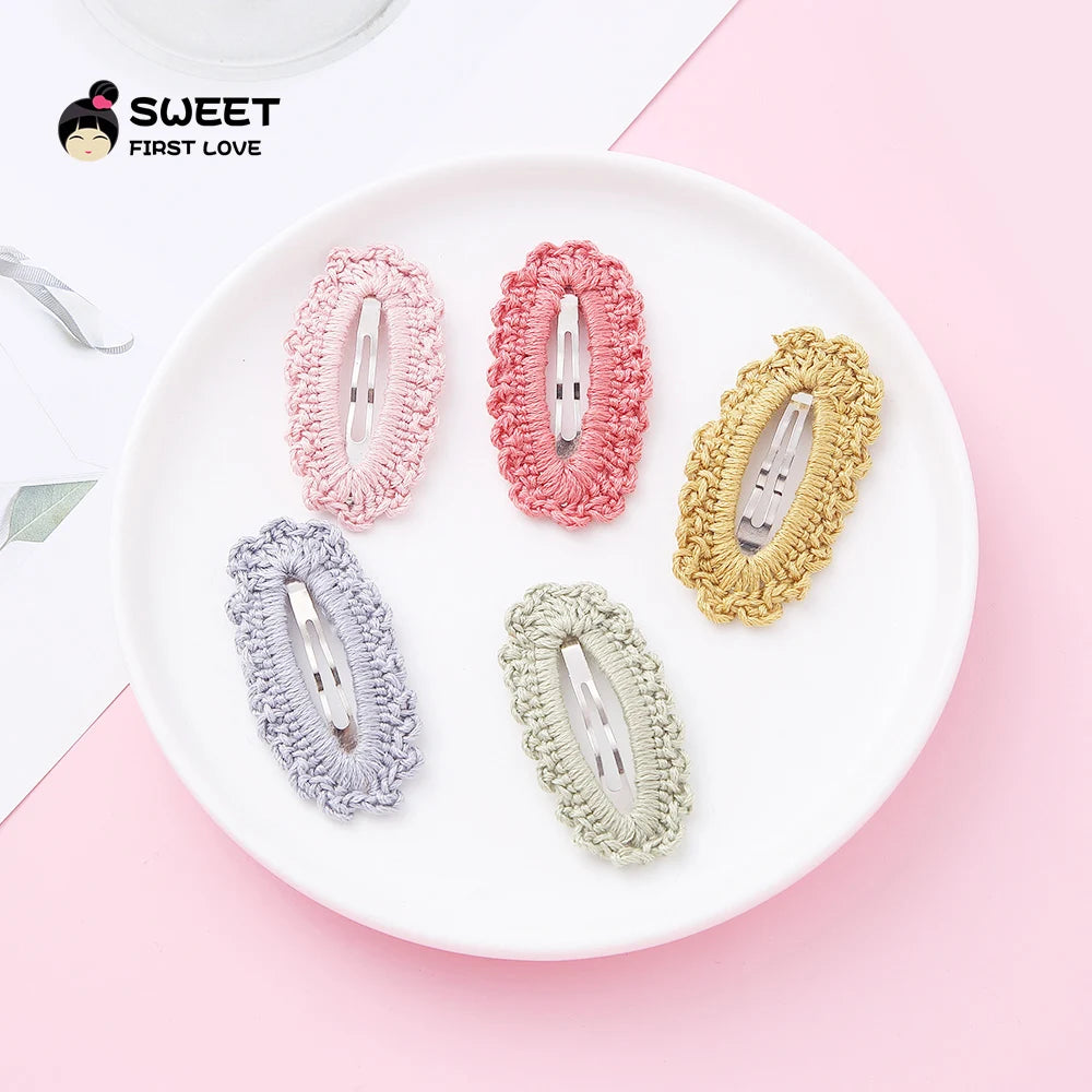 5 Unidades/Set Pinzas para el pelo sencillas de lana tejida, horquillas sólidas suaves y bonitas, horquillas para el pelo lateral para bebés, niñas, diademas, accesorios para el pelo de niños