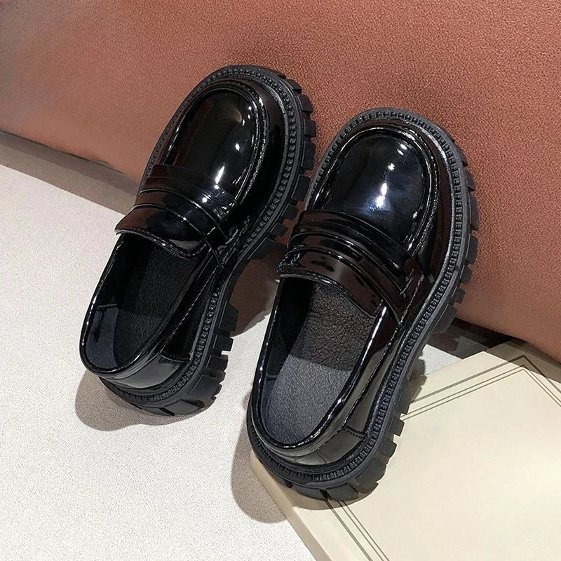 Kids Leather Loafers Lightweight Soft Sole School Shoes for Big Kids Boys Girls Solid Black Classic Casual 2026 New Arrival