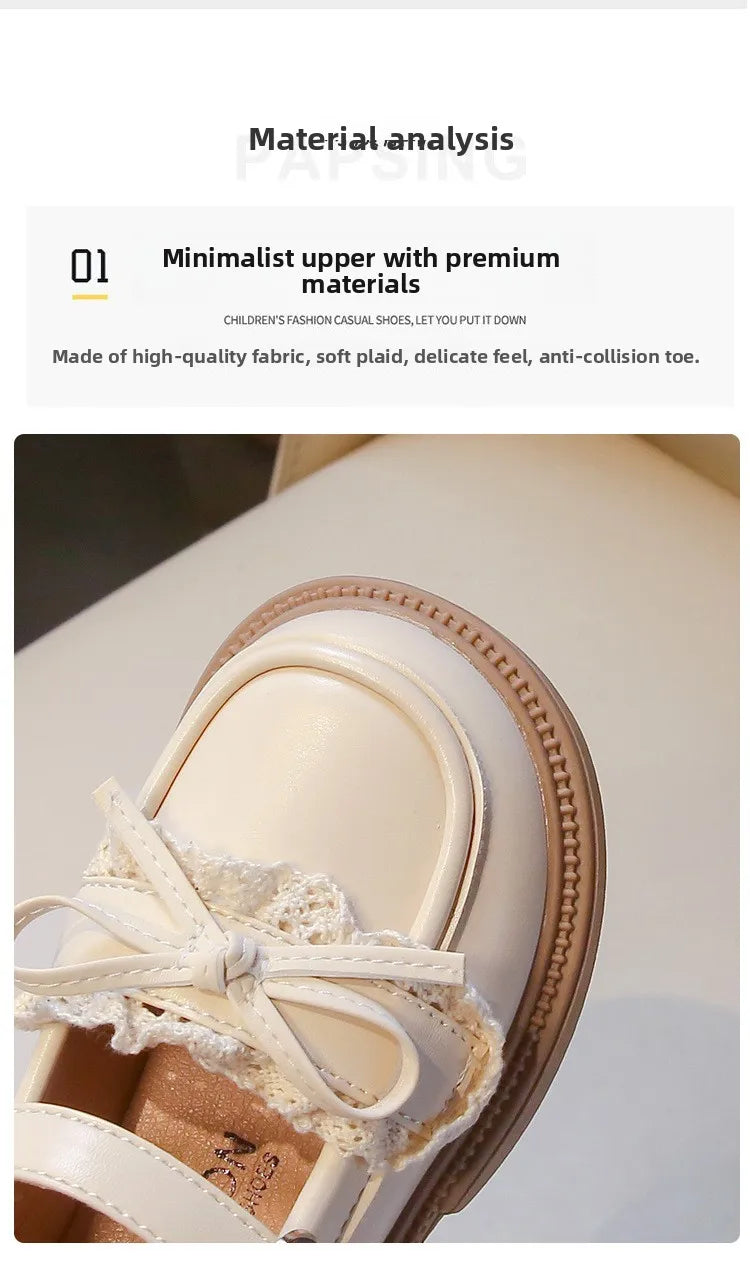 Children Leather Shoes for Girls Fashion Casual Mary Janes with Bow-knot Classic British Style Vintage Retro College Design New