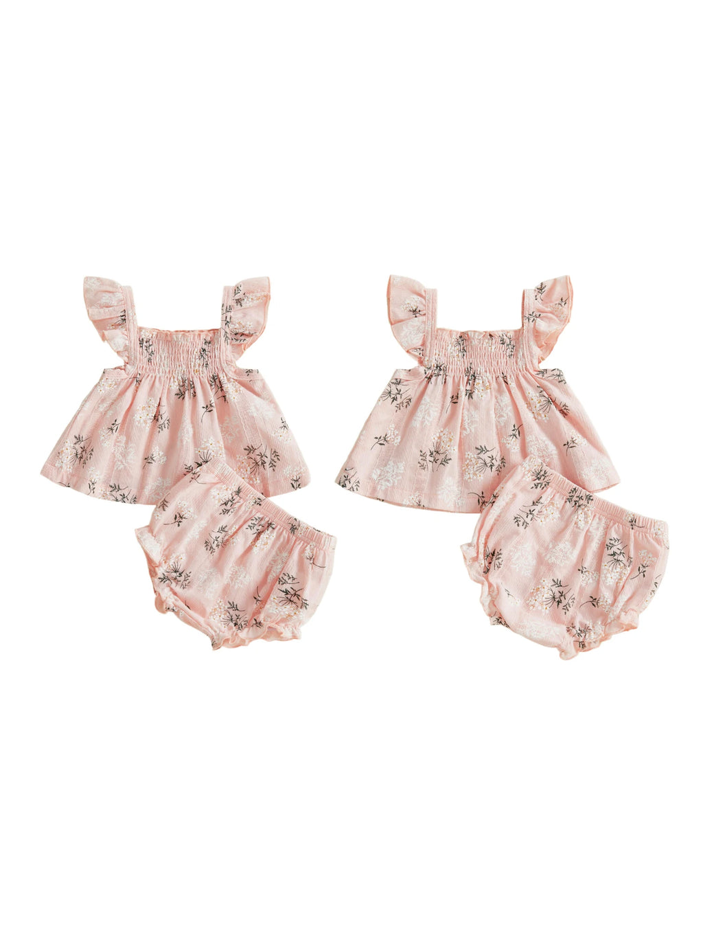 Toddler Girl Floral Print Flutter Sleeve Top and Shorts Set for Summer Cute 2 Piece Outfit for Casual Wear