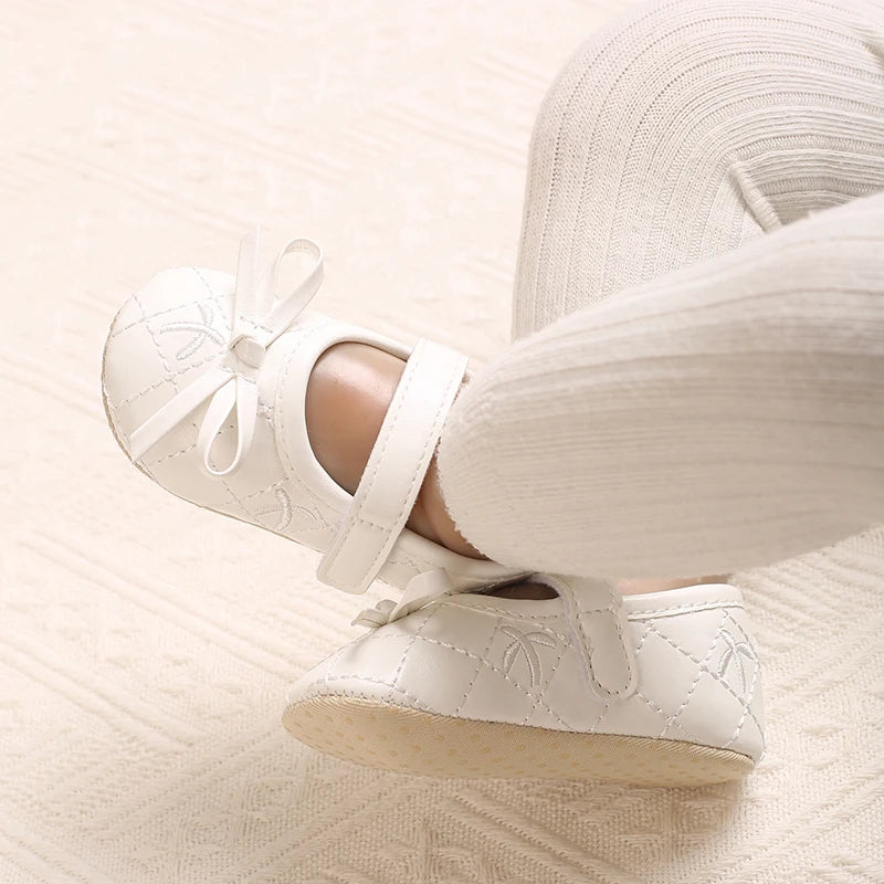 0-18M Baby Girl Leather Shoes New Spring And Autumn Bow Princess Shoes Baby Soft Sole Single Shoes Baby Walking Shoes