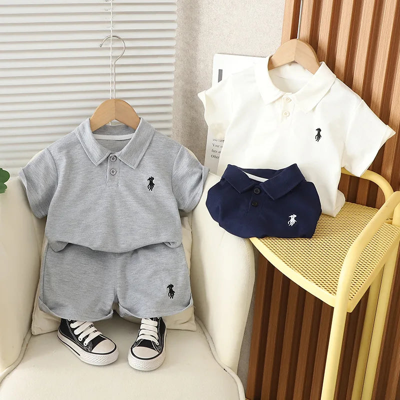 Ropa de verano para bebés, niños, camisetas y pantalones cortos, 2 unidades/juego, ropa informal para niños, chándales para niños pequeños.