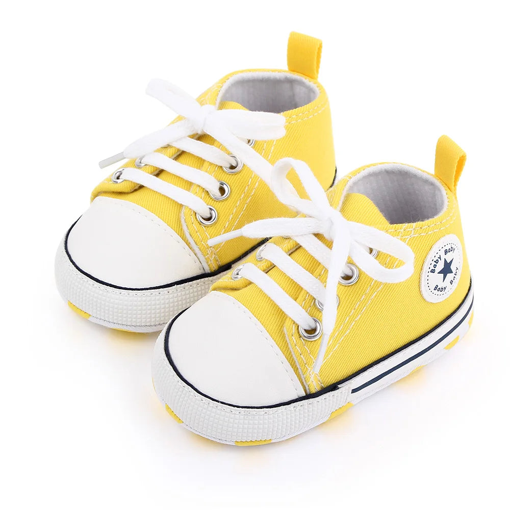New Baby Shoes Boys Girls Classic Canvas Casual Sneakers Spring Newborn First Walker Toddler Soft Sole Non-Slip Walking Shoes