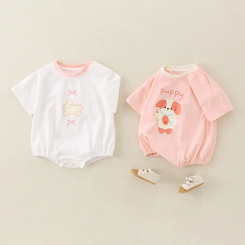 Ropa de verano para bebés, 100 % algodón, ropa fina de manga corta para el verano, ropa para gatear, ropa para niños