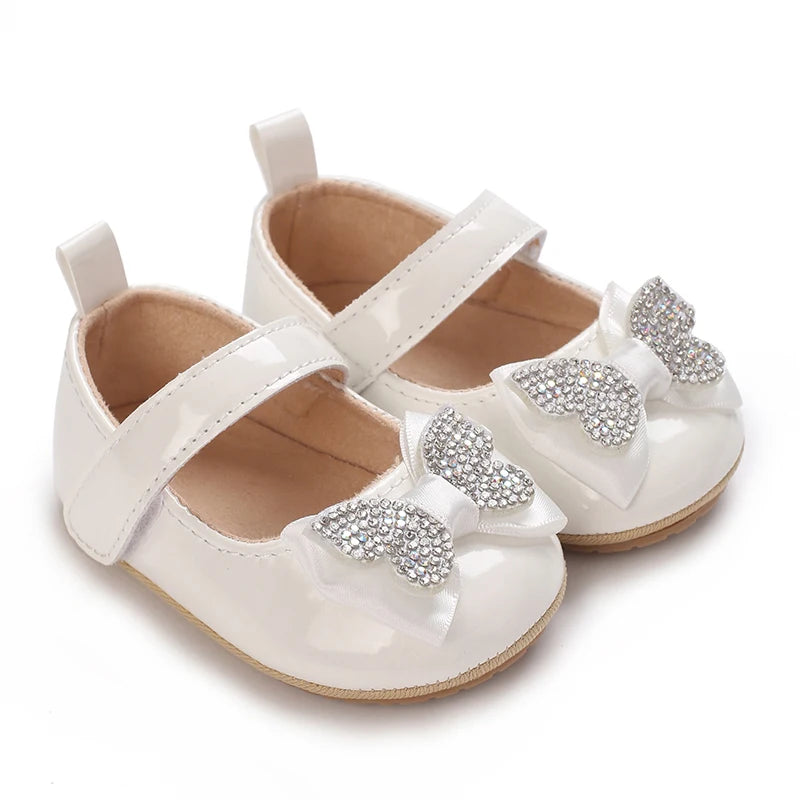 Spring and Autumn Fashion Baby Shoes 0-1 Year Old Girl Cute Bow Princess Shoes Soft Rubber Bottom Lightweight Walking Shoes