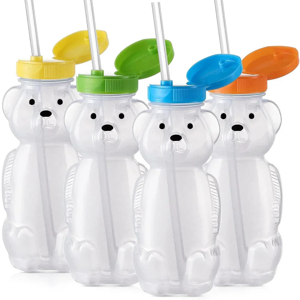 Honey Bear Straw Cups for Babies with Flexible Straws 8 OZ Sippy Bottles Food-Grade & BPA Free