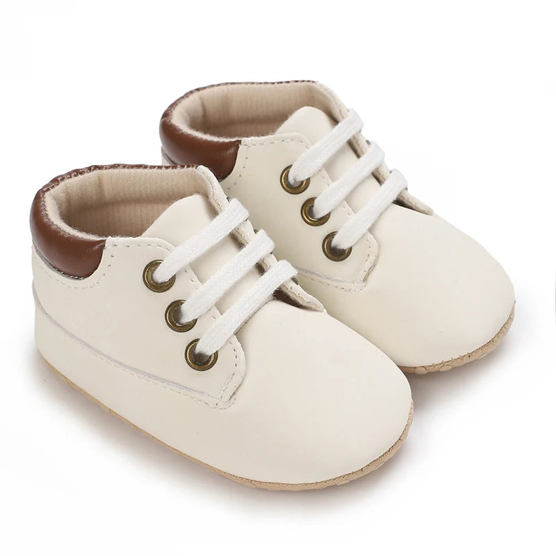 Newborn Baby Shoes Classic Leather Soft Soles Non Slip Toddler Walking Shoes for Boys and Girls 0-18M First Step Walking Shoes