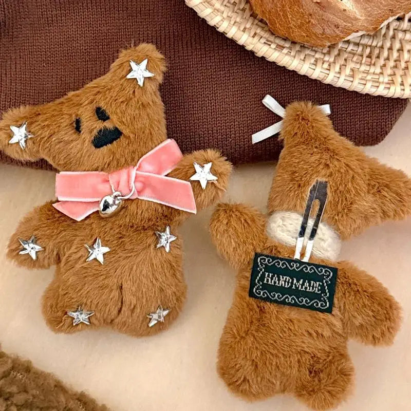 Lindo broche de felpa de osito, pinza de pelo de muñeco de peluche de dibujos animados, pinzas dulces para flequillo lateral, accesorios para el cabello femeninos de otoño e invierno.
