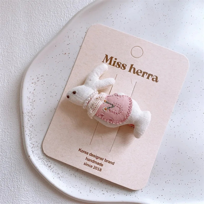 Pink Padded Fabric Cartoon Fruit Hair Clips Hair Ties for Girls Sweet Elastic Ponytail Holders Cute No Damage Hair Accessories