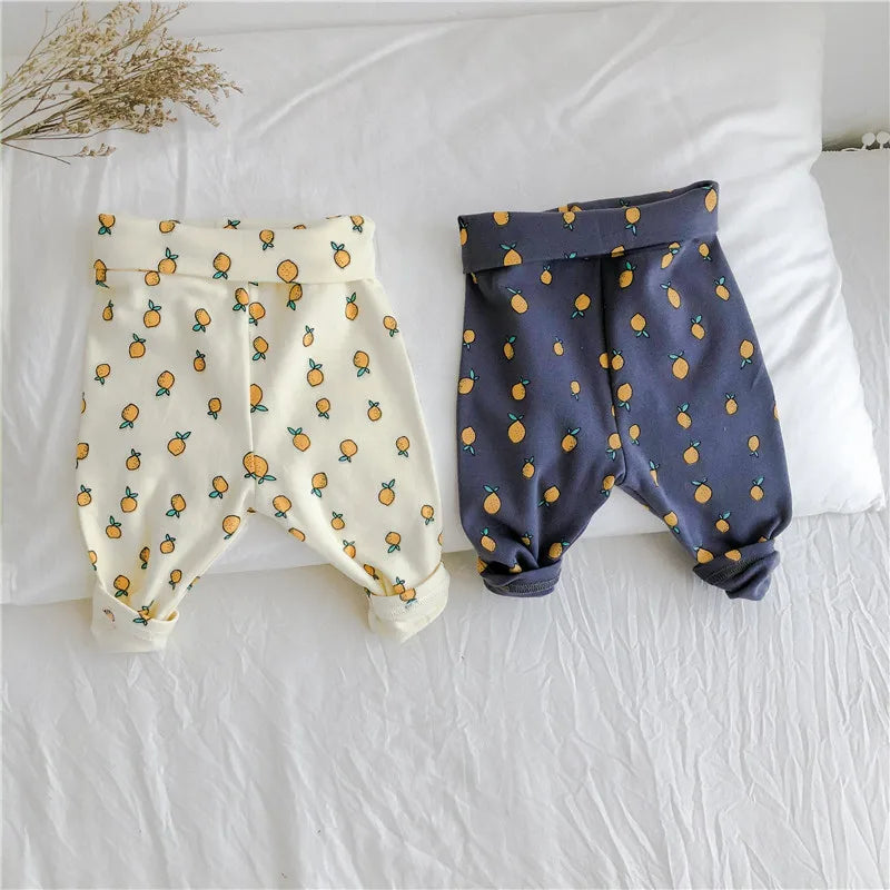 Conjuntos de pantalones cálidos de algodón de cintura alta + blusa de manga larga con cuello redondo, trajes de ropa interior para bebés, niños y niñas, pijamas nuevos y lindos de 0 a 3 años