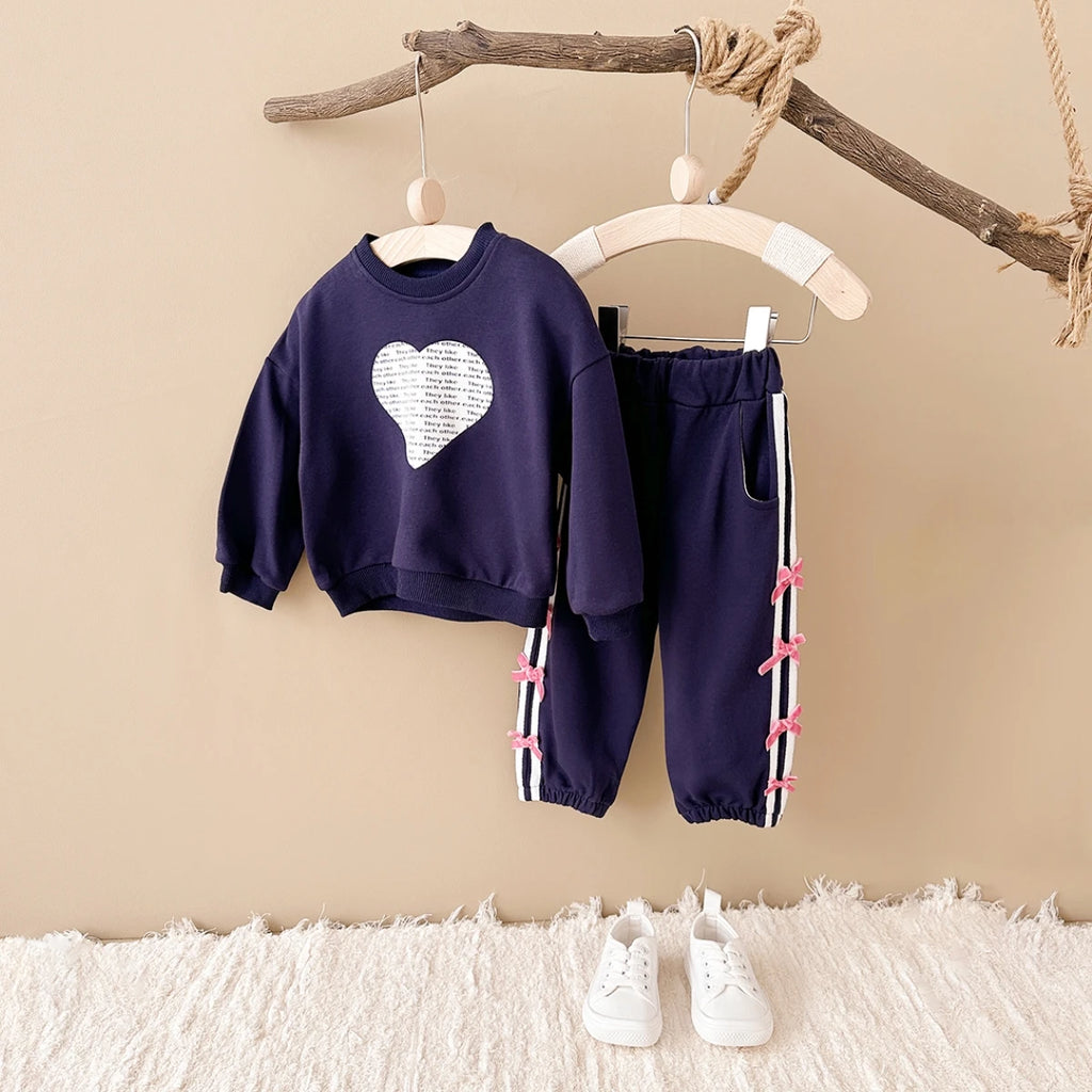 Baby Girl Clothes Toddler Sets Cotton Love Sweatshirt Long Sleeve Top+Bow Pants Spring Newborn Kids Clothing Infant Outfit Suits