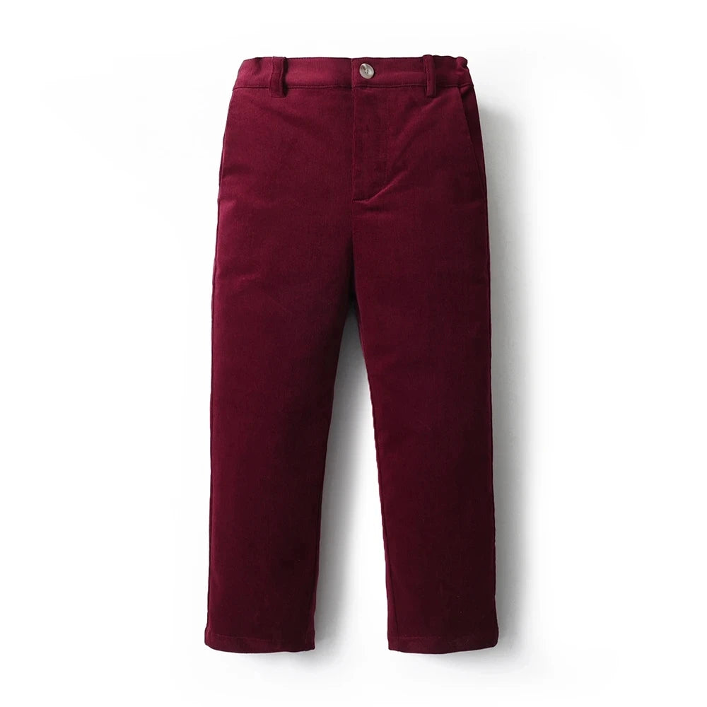 Red Boys Pants Children Trousers For Kids Cotton Solid Casual Long Pants 1-6 Years Clothing Sport Pants Spring Corduroy Boutique
