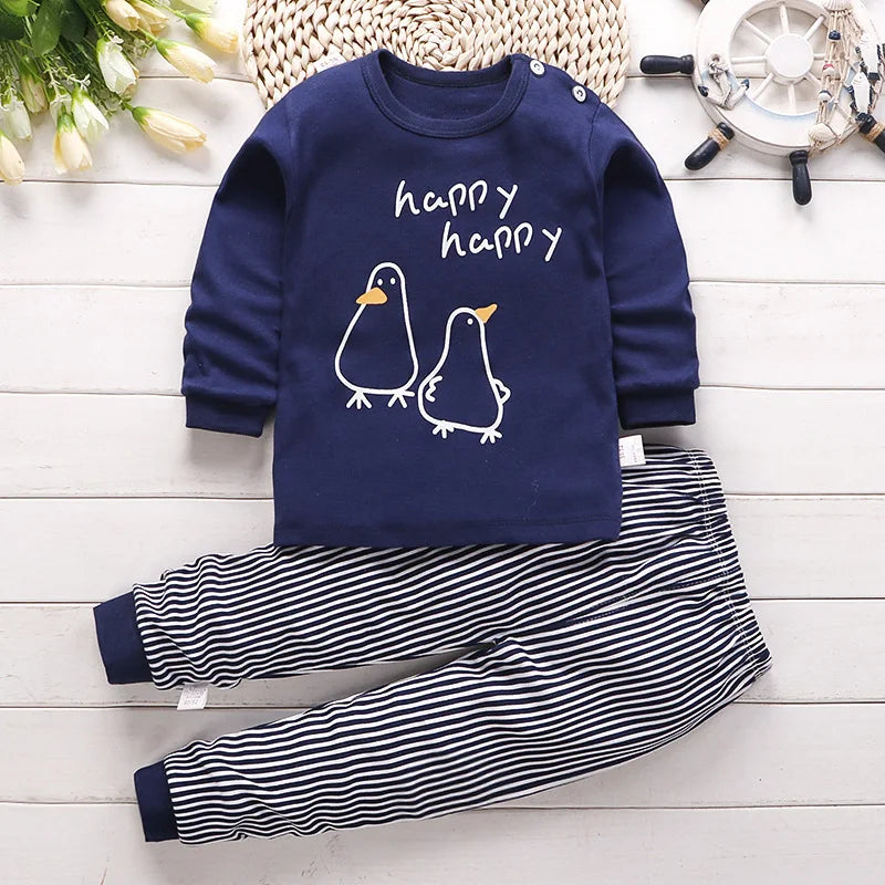 Ropa de casa para bebé niña, pijamas, pantalones largos, camiseta, ropa interior de dibujos animados, conjunto de ropa de 2 piezas con estampado de gato de dibujos animados para niñas de 0 a 6 años