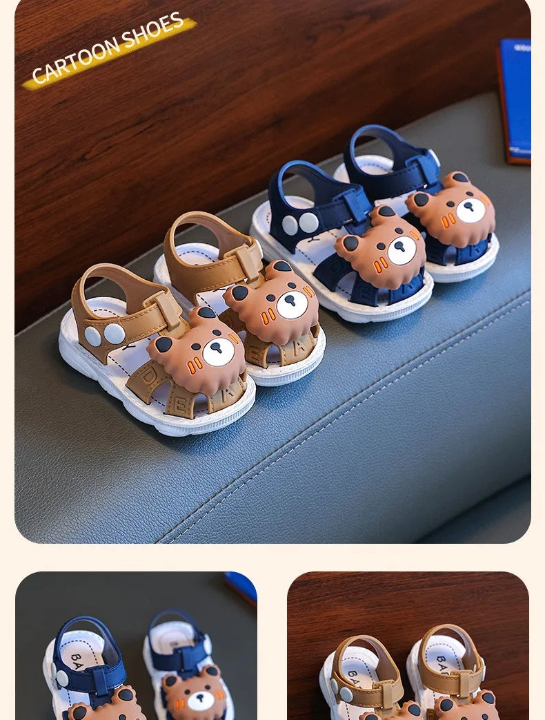 Children's Sandals 2024 Summer Boys Anti-kick Non-slip Soft-soled Infants and Toddlers 0-3 Years Old Baby Bag Head Toddler Shoes