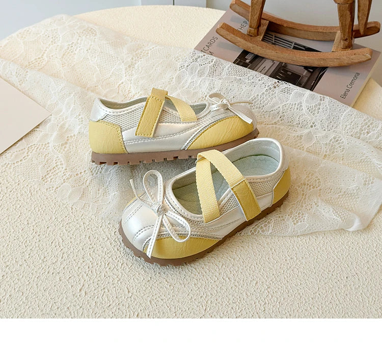 Children's Little Leather Shoes for Girls Elegant Ballet Soft Sole Flexible Bow Anti Slip Toddler Fashion Princess Single Shoes