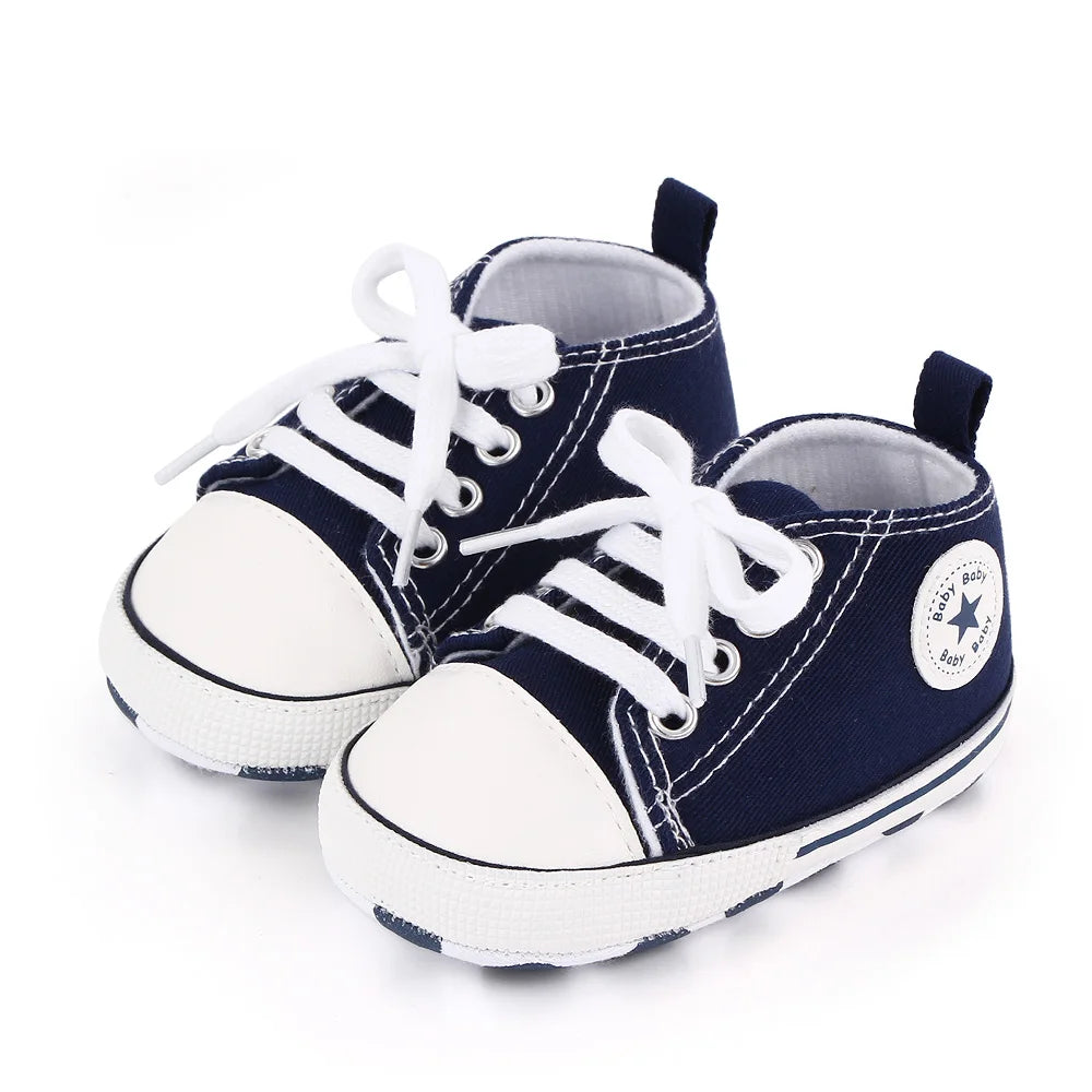 New Baby Shoes Boys Girls Classic Canvas Casual Sneakers Spring Newborn First Walker Toddler Soft Sole Non-Slip Walking Shoes