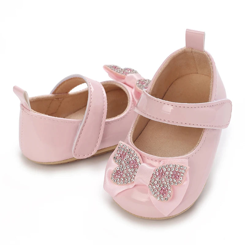 Spring and Autumn Fashion Baby Shoes 0-1 Year Old Girl Cute Bow Princess Shoes Soft Rubber Bottom Lightweight Walking Shoes
