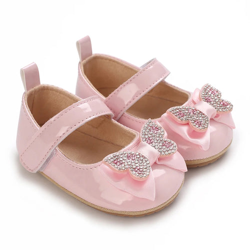 Spring and Autumn Fashion Baby Shoes 0-1 Year Old Girl Cute Bow Princess Shoes Soft Rubber Bottom Lightweight Walking Shoes