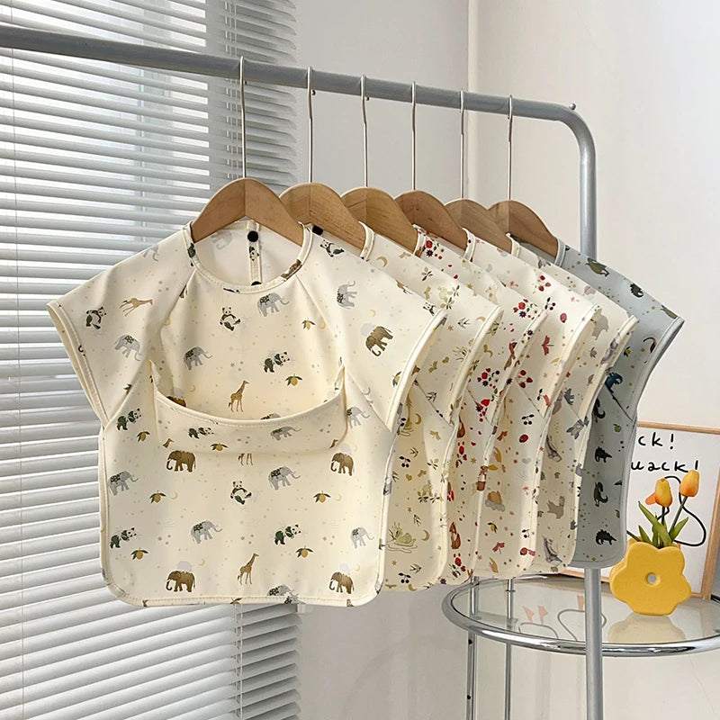 Newborn Baby Bibs Blouse Waterproof No-sleeved Reverse Dressing Infant Eating Clothes Apron Bib Protective Clothing