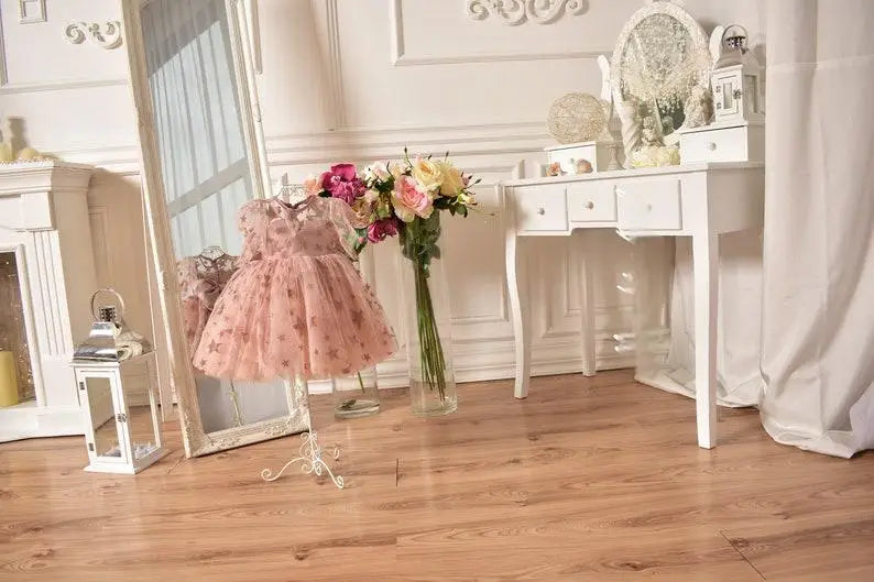 Pink Mommy And Me Outfits Mother Daughter Matching Dresses Long Sleeve Side Split Mom And Daughter Dresses for Photo Shoot