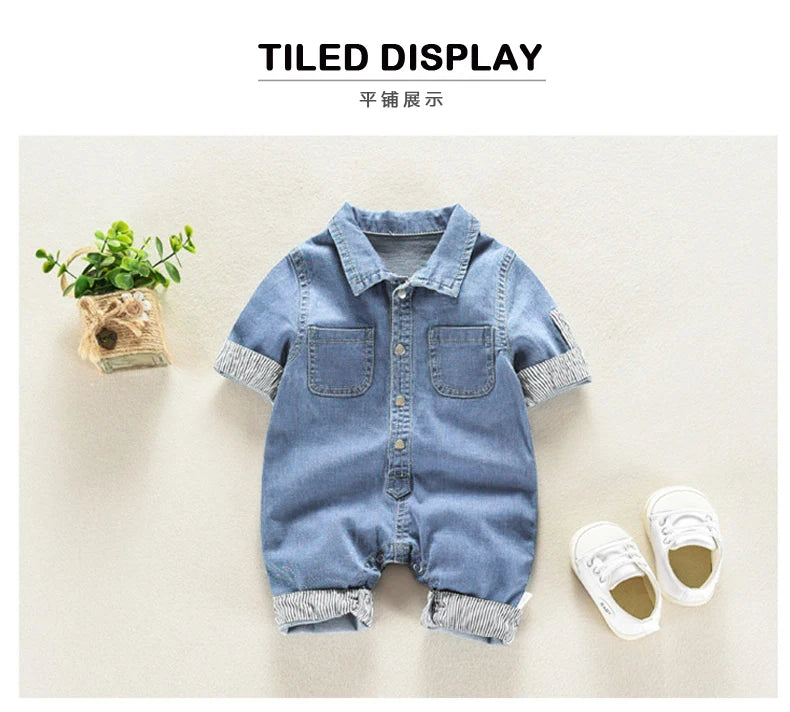 DIIMUU Baby Children Boys Clothing Toddler Overalls Denim Pants Fashion Kids Casual Jumpsuits Long Sleeve Trousers