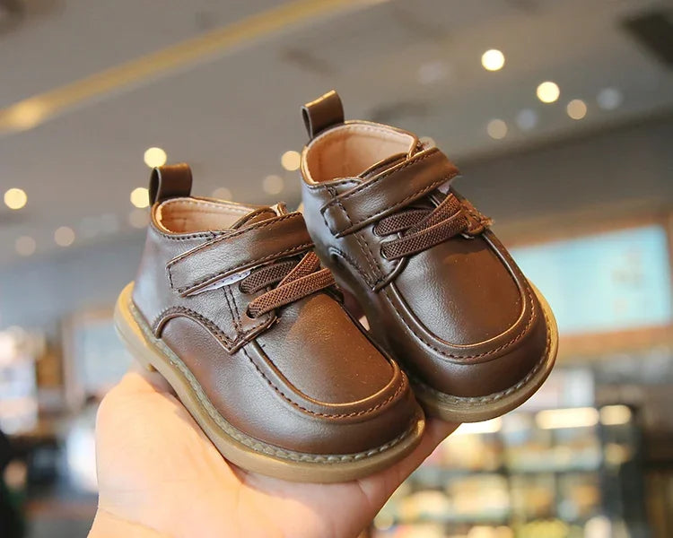 Baby Kids Small Leather Shoes British Style Boys Girls Walking Shoes Soft Sole 2024 New Children Flat Shoes Casual Comfortable