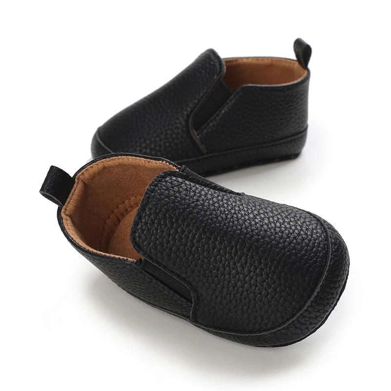 Baby Learning Walk Shoes, Slip-on Leather Casual Loafers, Soft Sole Comfortable Footwear for Infants 0-18M
