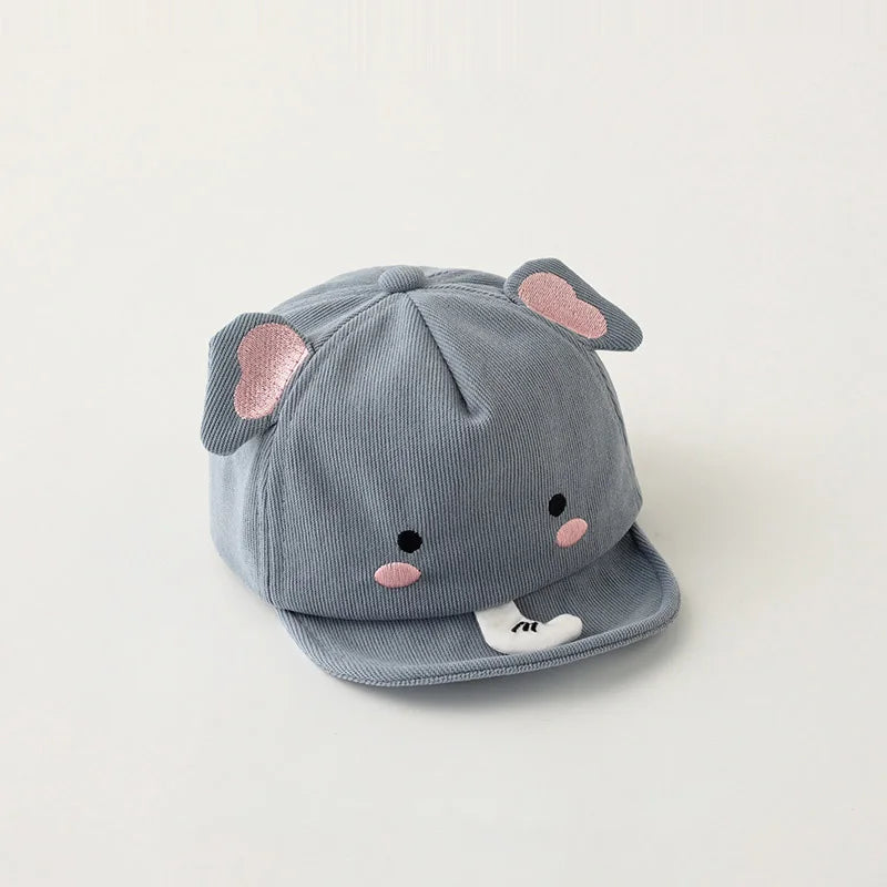 Cute Animal Baby Baseball Hat Cartoon Dinosaur Rabbit Infant Peaked Cap Solid Color Kawaii Soft Brim Kids Sun Hats