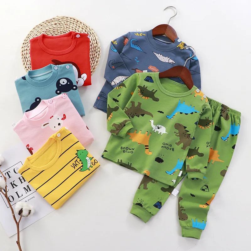 Ropa de casa para bebé niña, pijamas, pantalones largos, camiseta, ropa interior de dibujos animados, conjunto de ropa de 2 piezas con estampado de gato de dibujos animados para niñas de 0 a 6 años