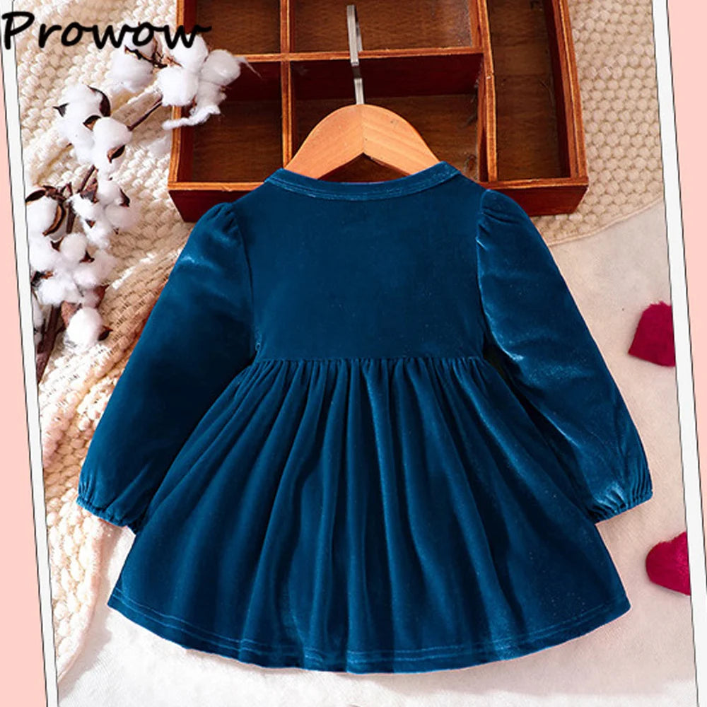 Prowow Baby Velvet Dresses New Year Long Sleeve Front Bow Purple Dress For Newborns Toddler Girls Christmas Costume 2026