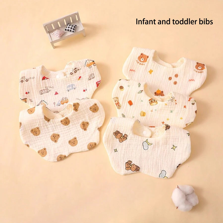 3 Baby Bibs, Soft Petal-Printed Baby Saliva Towels, Universal Feeding Bibs for Babies, Suitable for Use at Home and When Going Out