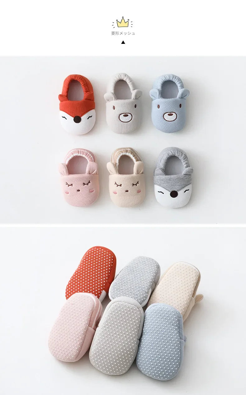 Newborn Baby Shoes Boys Girls Soft Sole Non Skid Crib Toddler Shoe Cute Animal Winter Warm Booties First Walker Crib Shoes 0-18M
