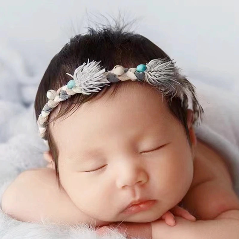 Newborn Headband for Photography Props Flower Baby Girl Tieback Flowers Pearl Wreath Newborn Photography Infant Hair Accessories